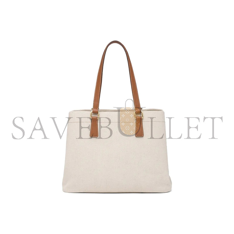 Pra*a medium leather-trimmed canapa logo tote 1bg356 (33*24*13cm)